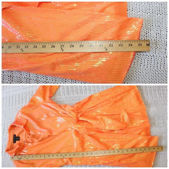 House of Harlow Sequin Wrap Mini Dress Orange Size M Cocktail Party - Picture 4 of 6